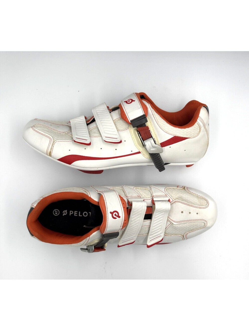 Peloton Cycling Shoes Men’s 13 EU 47 White Orange W/Cleats